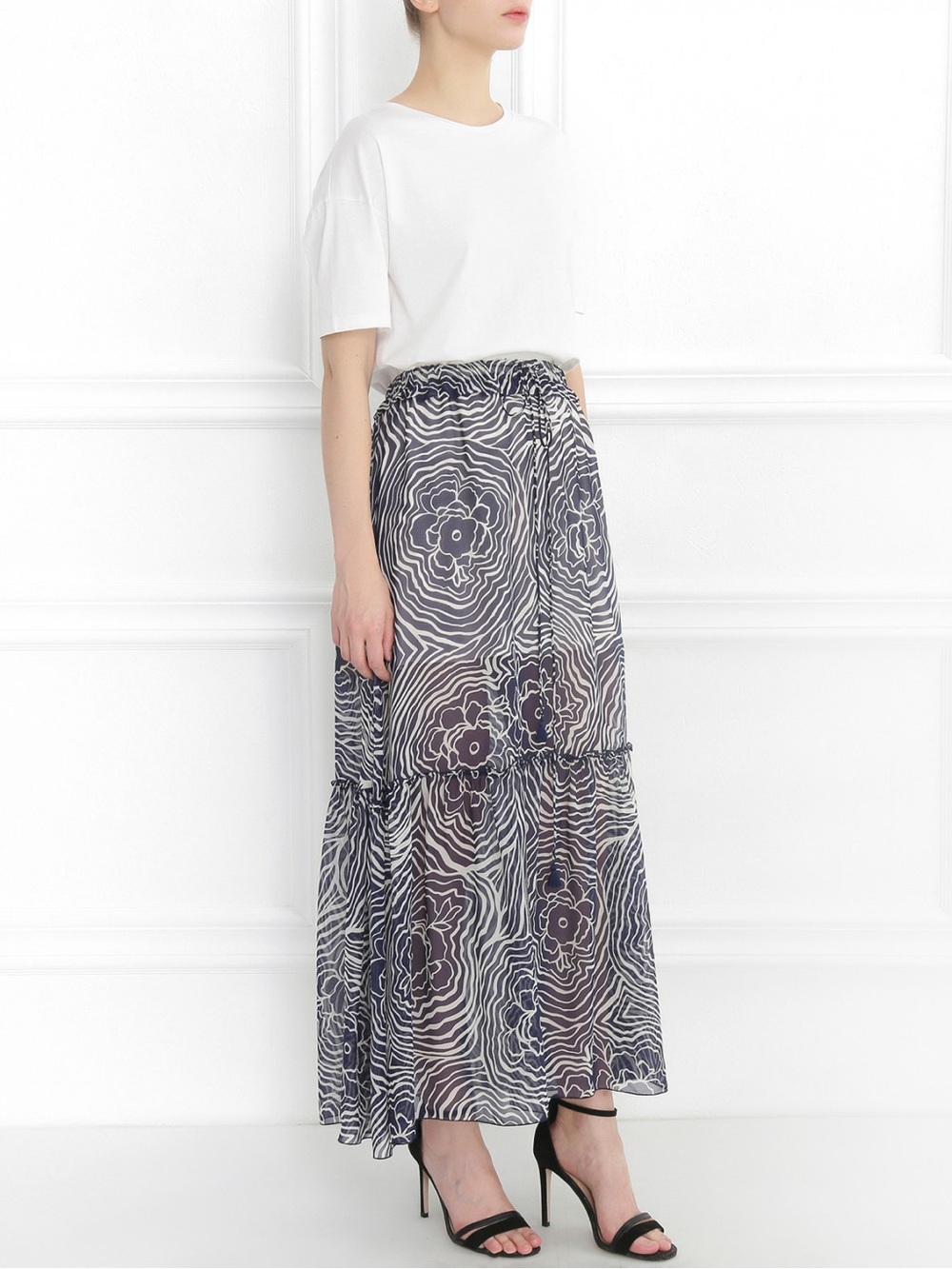 See By Chloe Print Maxi Silk Skirt Size 40